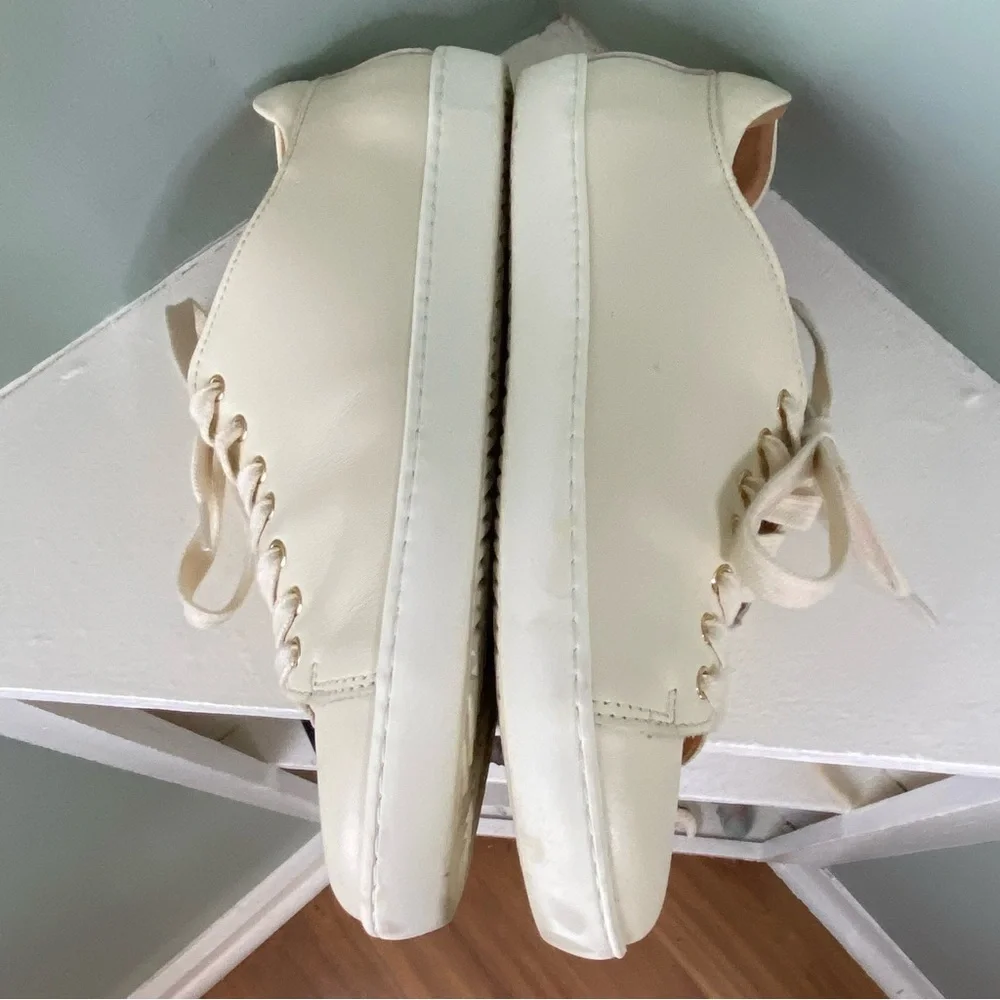 Sezane Cream White Jack Leather Trainers Women's Size 8 Sneakers Shoes Lace Up - Picture 8 of 14